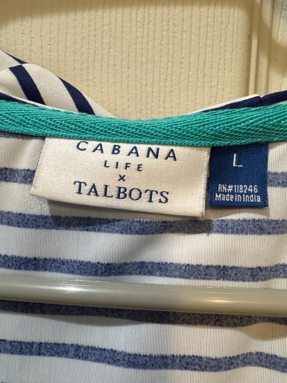 Talbots Striped Hooded Top in Navy, White and Teal Swimsuit Coverup - Picture 2 of 3